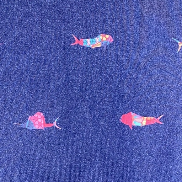 SCALES MENS SIZE LARGE GOLF POLO SHIRT BLUE MULTICOLOR FISH DESIGN  LONGER BACK - Picture 5 of 13